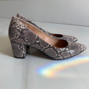 Snake Print Chunky Ballet Style Block Heel